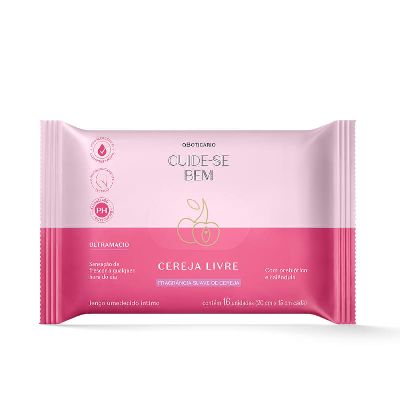 Lenço Umedecido Íntimo Cuide-se Bem Cereja Livre | oBoticario (BR)