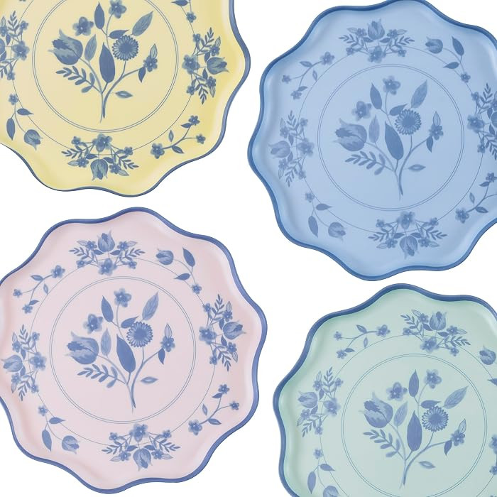 Meri Meri Reusable Melamine Plates, Pack of 4 Dishwasher Safe Floral Plates | Amazon (US)