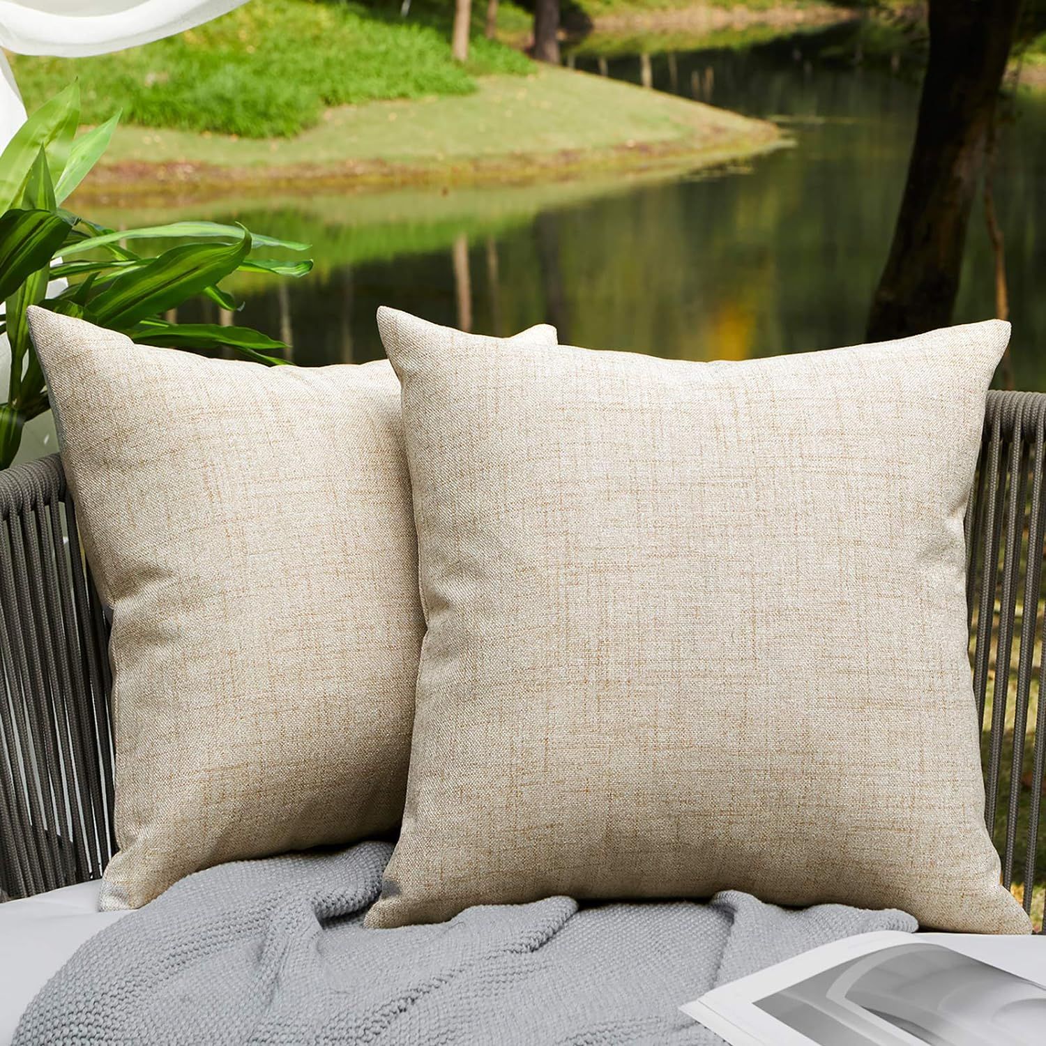 WAYIMPRESS Outdoor Pillow Covers for Patio Furniture Waterproof Pillow Covers Square Garden Cushi... | Amazon (US)