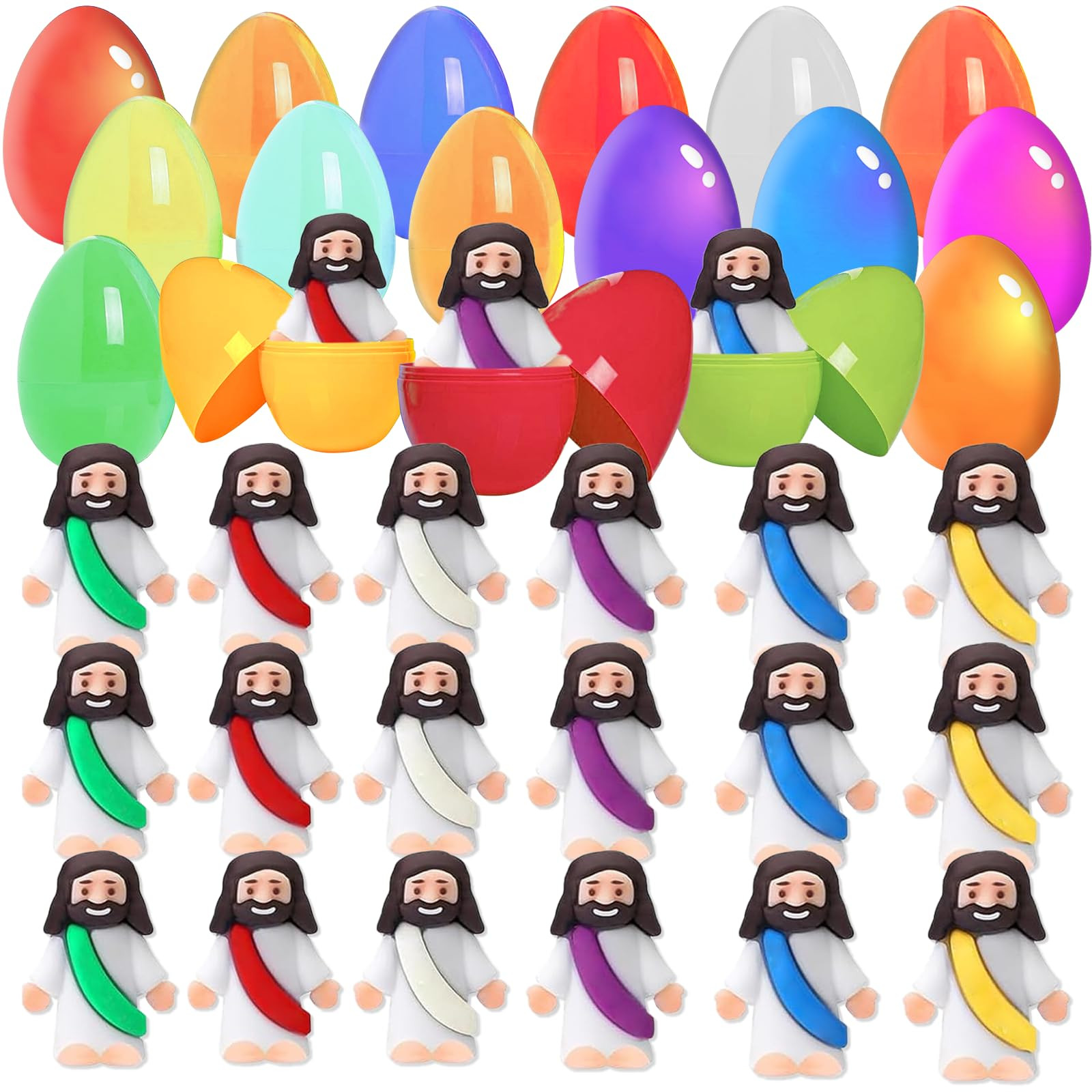 Prefilled Easter Eggs with Surprise Jesus Toys Inside, Jesus Easter Basket Stuffers Essentials fo... | Amazon (US)