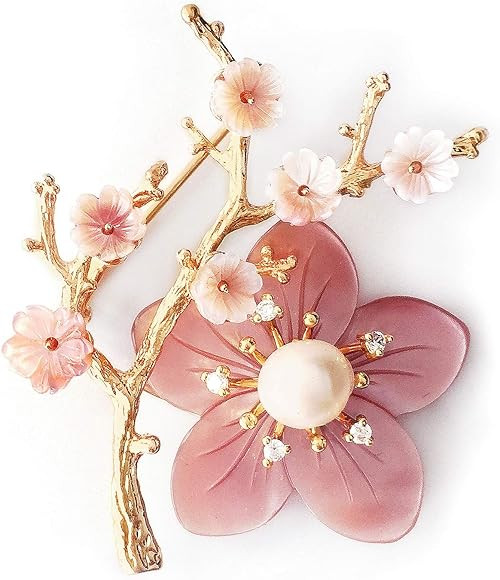 (XZ2020-3) CCijiNG Brooches for Women with Crystal, Pink Flower, Rhinestone Brooches Pins Elegant... | Amazon (US)