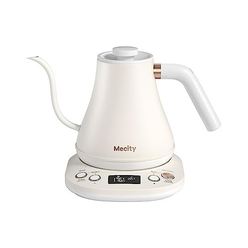Mecity Electric Gooseneck Kettle With Keep Warm Function & LCD Display Automatic Shut Off Coffee Kettle Temperature Control Pour Over Kettle 1200 Watt, 0.8L, 120V, Off White | Amazon (US)