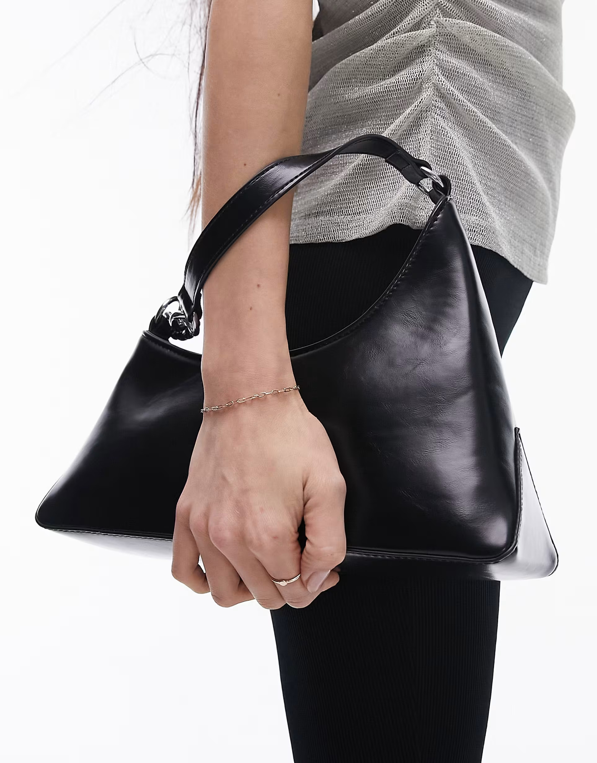 Topshop Sonia asymmetric shoulder bag with chain detail in black | ASOS | ASOS (Global)