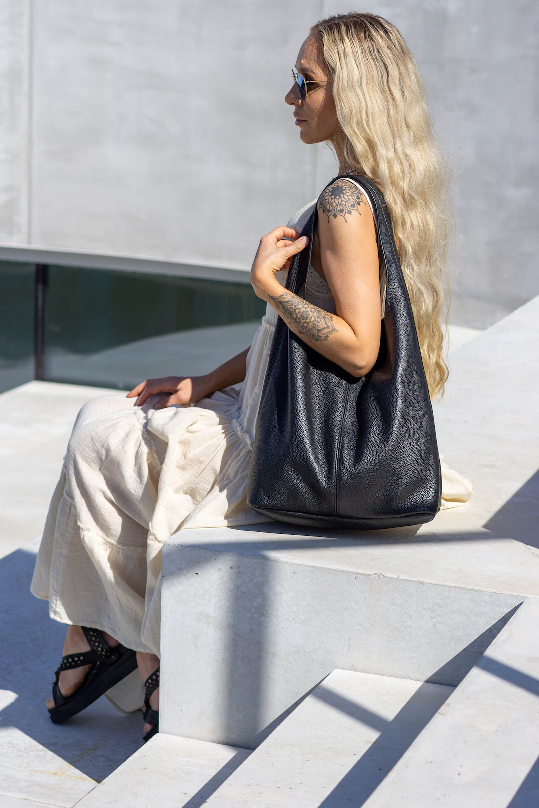 Leather Hobo Bag Women, Slouchy Hobo Bag, Large Leather Bag, Shoulder Bags for Women, Soft Leathe... | Etsy (US)