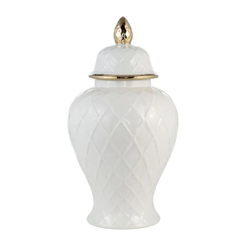 Idena Temple Jar with Lid - Ceramic Rope Lined Decorative Stoneware for Home, Office, Gift Idea | Wayfair North America