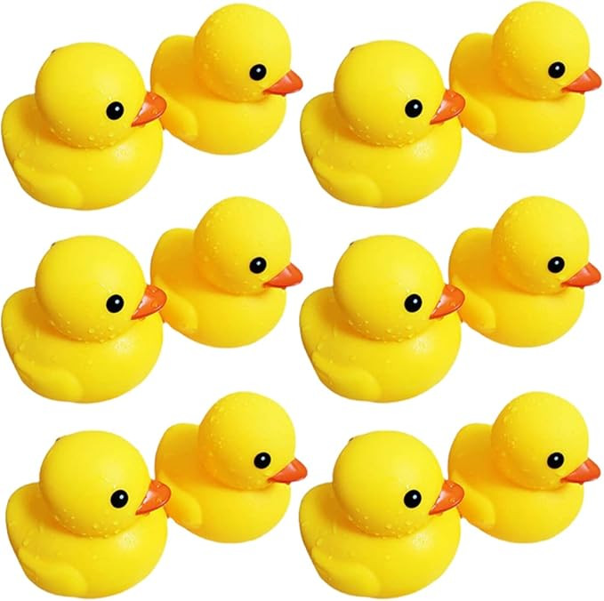 Bath Duck Toys 12 PCS Yellow Rubber Ducks Squeak & Float Ducky Baby Shower Pool Toy for Toddlers ... | Amazon (US)