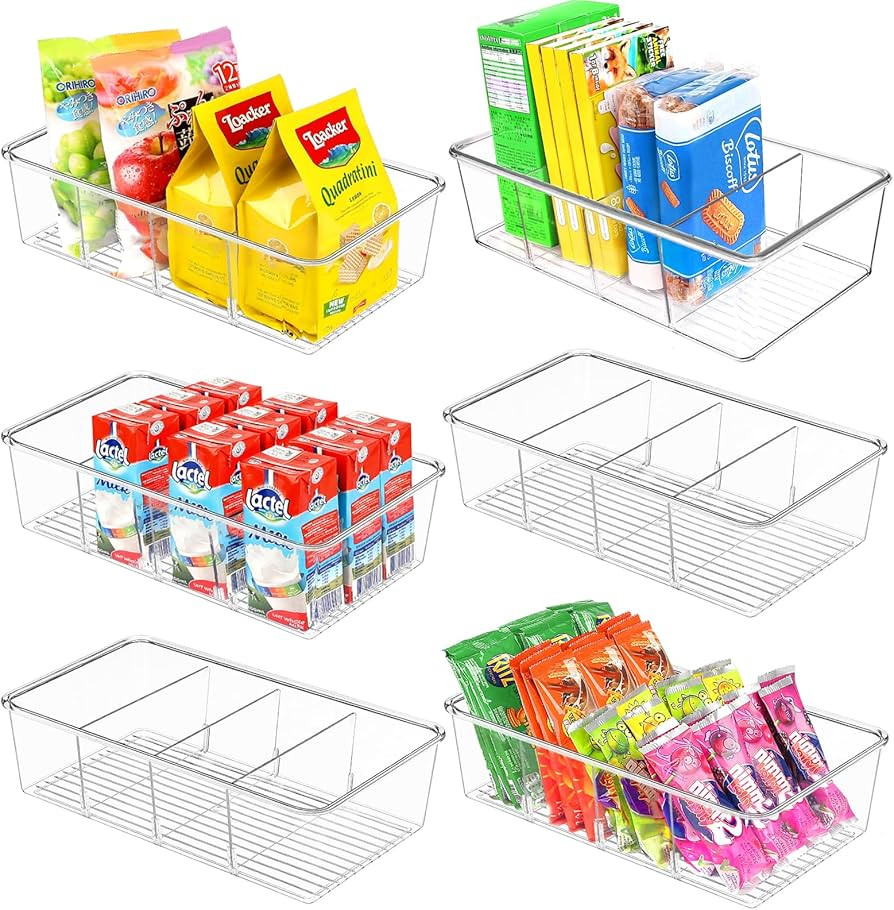6 Pack Food Storage Organizer Bins Clear Plastic Removable Snack Organizer Pantry Organization St... | Amazon (CA)