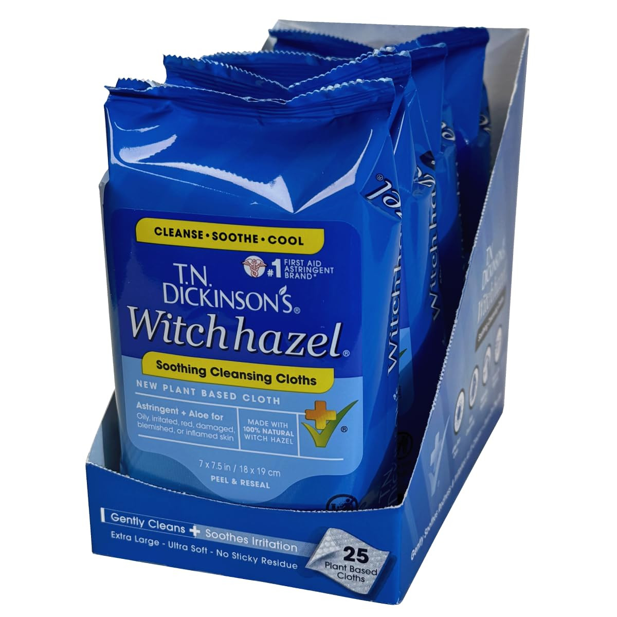 T.N. Dickinson's Witch Hazel Soothing MultiUse Cleansing Cloth, 4 Pack, 25 Cloths Per Pack,white | Amazon (US)