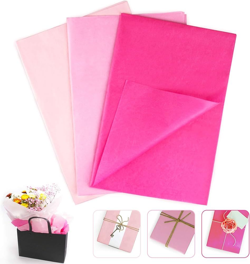 MR FIVE Assorted Pink Tissue Paper Bulk,Gift Wrap Tissue Paper 29.5 x 19.6 inch,30 Sheets Pink Ti... | Amazon (US)
