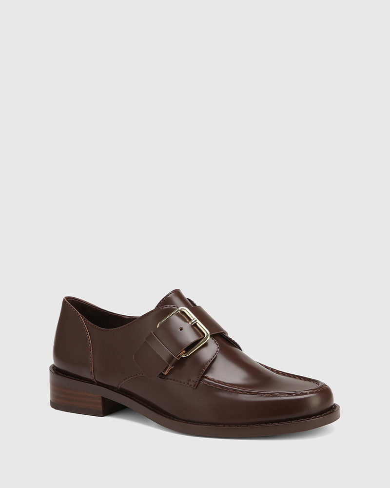 Fredric Hickory Leather Monk Strap Loafer | Wittner