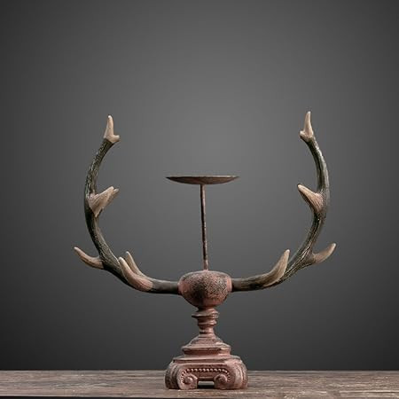 DESTRB Vintage Antler Wrought Iron Aroma Candle Holder Resin Decoration 29cm 30cm Crafts | Amazon (US)