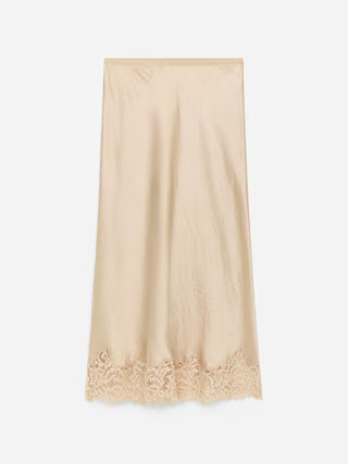 Lace-Detail Satin Skirt | Arket UK