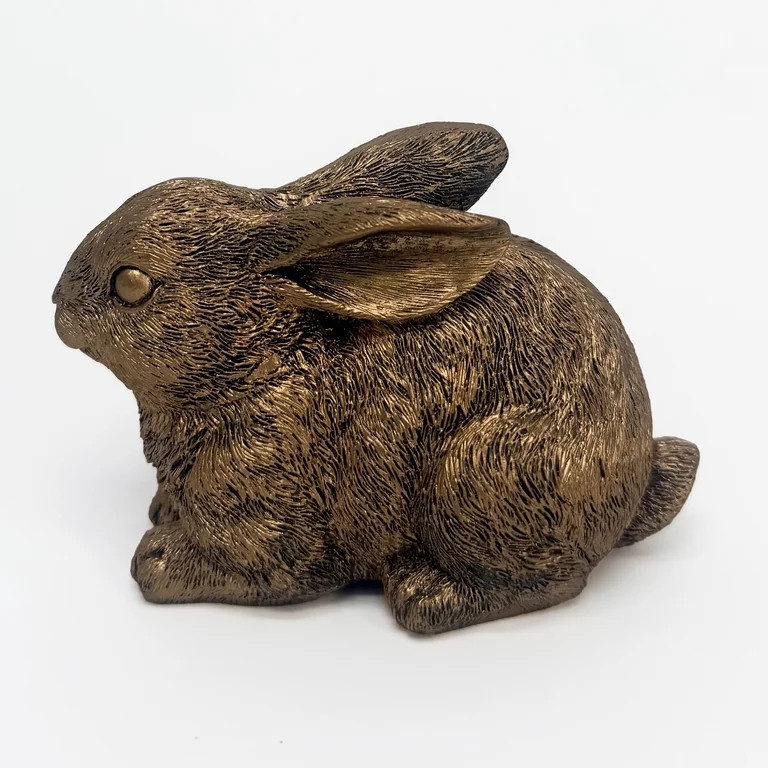 Resin Sitting Bunny Tabletop Easter Decoration, Bronze, 3.75", by My Texas House | Walmart (US)