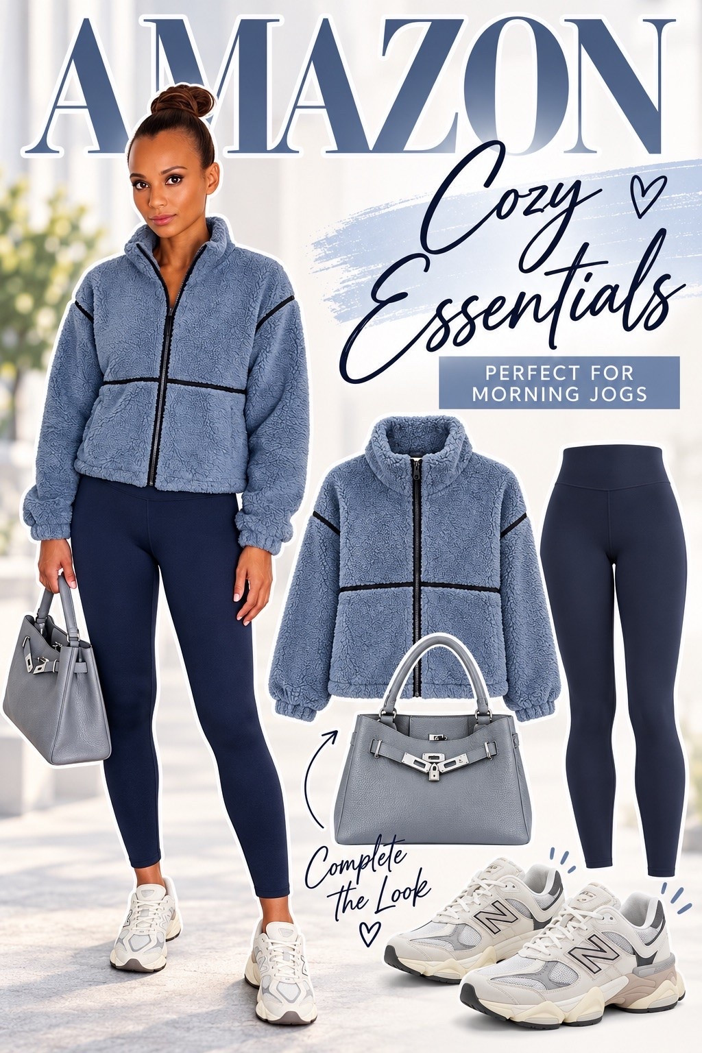 Amazon cozy essentials for an easy everyday athleisure look. 💙 This blue sherpa jacket, high-waisted leggings, neutral sneakers, and structured gray bag make the perfect casual outfit for morning walks, errands, travel days, or coffee runs. Comfortable, polished, and easy to wear all season. Shop the full look on my LTK.

#AmazonFashion #AmazonFinds #AmazonStyle #LTKFashion #LTKFinds #AthleisureStyle #CasualOutfit #CozyStyle #FallFashion #WinterStyle #EverydayStyle #MorningWalkOutfit #LeggingsOutfit #SneakerStyle #CozyEssentials