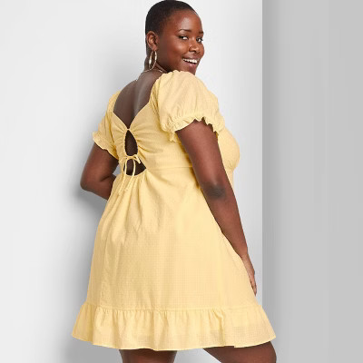 Women's Short Sleeve Sweetheart Ruffle with Tie-Back Dress - Wild Fable™ | Target