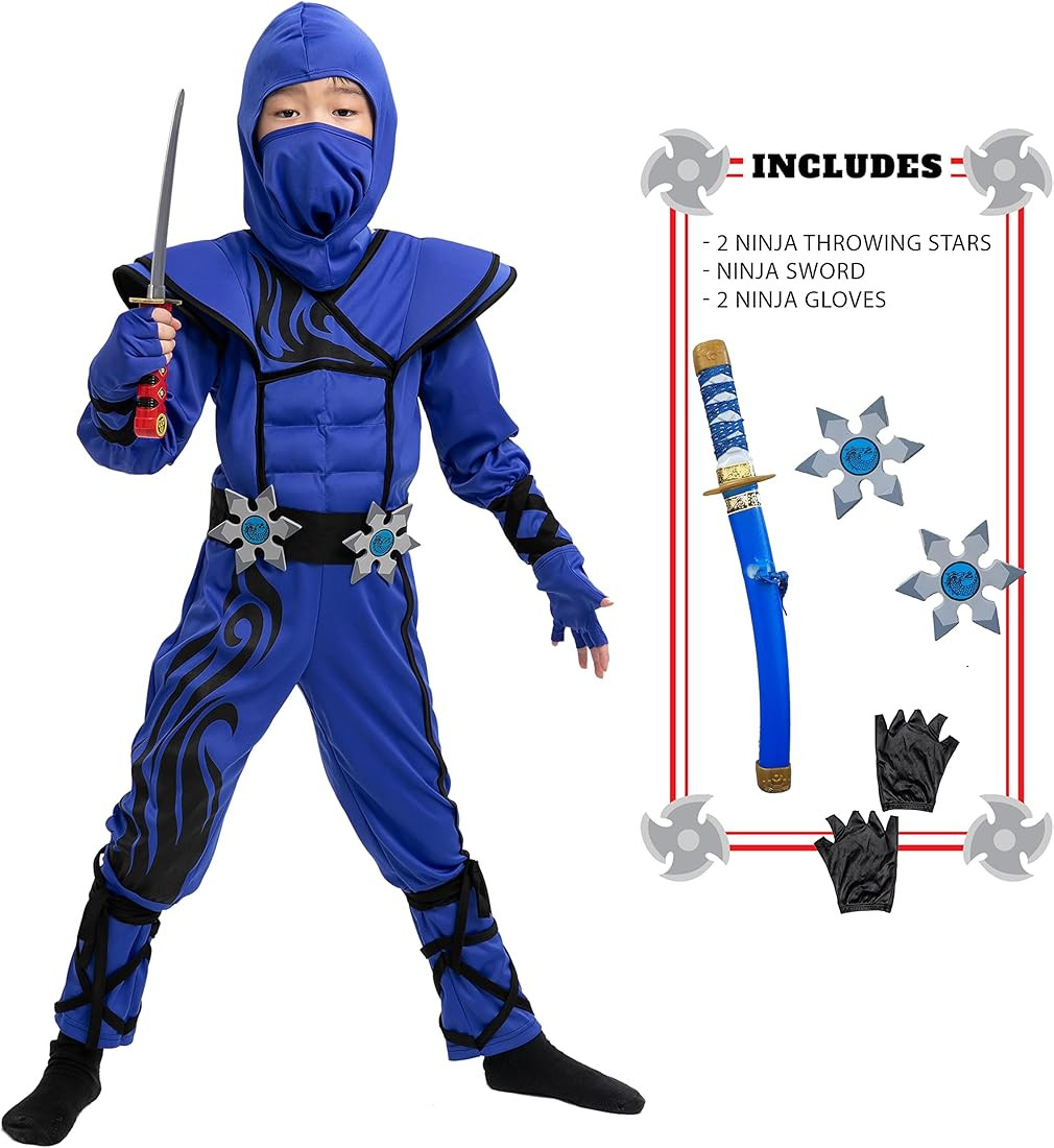 Spooktacular Creations Striking Blue Ninja Costume for Child Stealth Costume Halloween Kids Kung Fu  | Amazon (CA)
