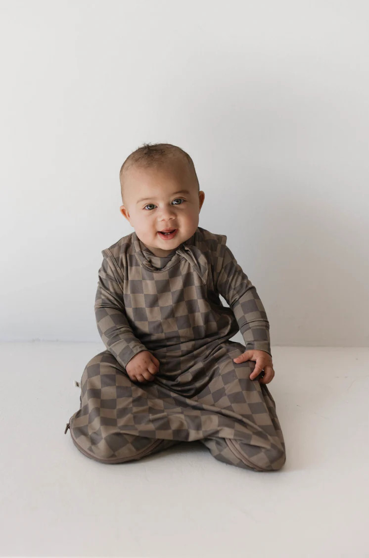 Faded Brown Checkerboard | Bamboo Sleep Sack | Forever French