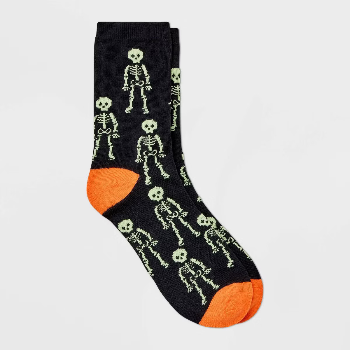 Women's Glow-in-the-Dark Skeletons Halloween Crew Socks - Hyde & EEK! Boutique™ Black/Orange 4-... | Target