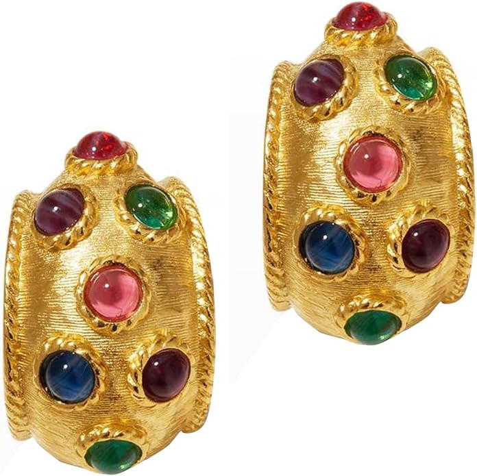 Flower Shape Stud Earrings, Resin Earrings, Gold Plated Cubic Zirconia Earrings for Women, Stainl... | Amazon (US)