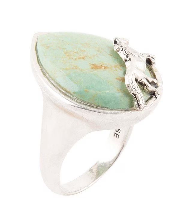 Sterling Silver Genuine Stone Green Turquoise Horse Statement Ring | Dillard's