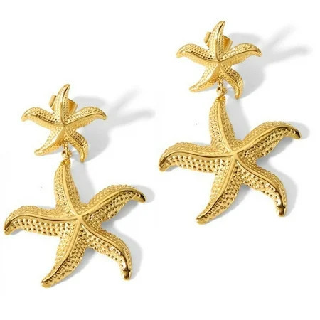 Starfish Earrings for Women Gold Plated Stainless Steel Dangle Jewelry Butterfly Backs Ginger Lyne Collection | Walmart (US)