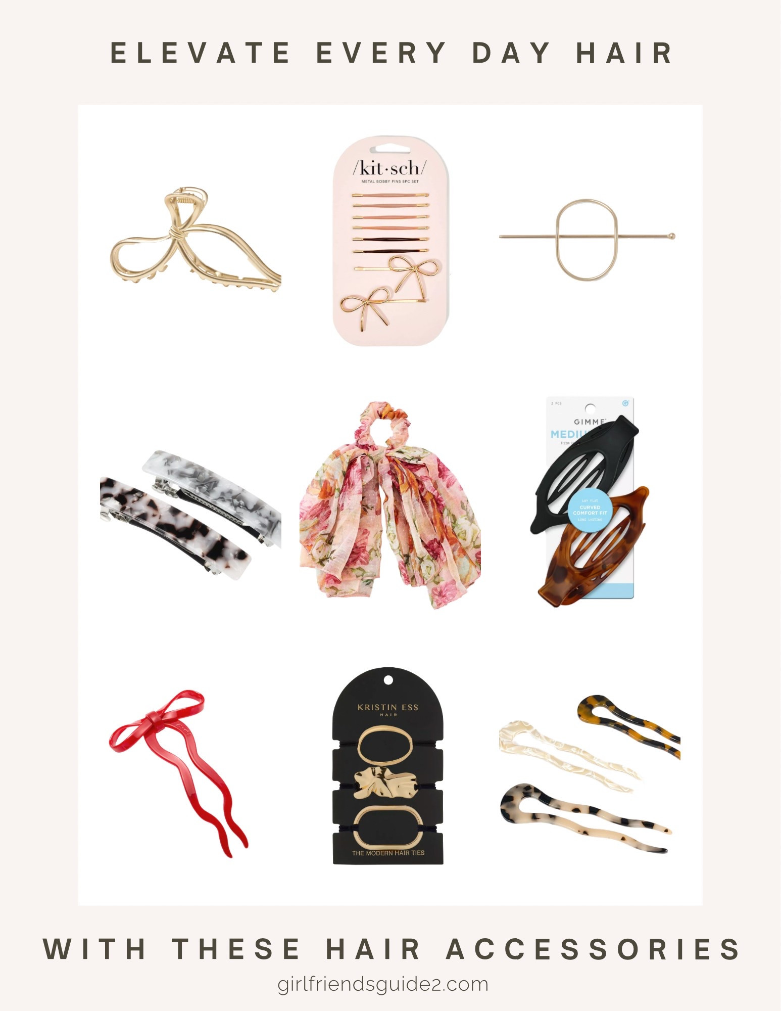 Pretty hair accessories that are great for summer and all year. For every day or a special occasion. Claw clips, ponytail scrunchies, bobby pins and French pins. 

#LTKFindsUnder50 #LTKWorkwear