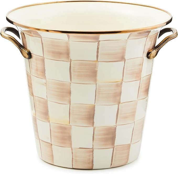 MACKENZIE-CHILDS Wine Cooler, Champagne and Wine Bucket, Ice Bucket, Brown-and-White Mocha Check | Amazon (US)