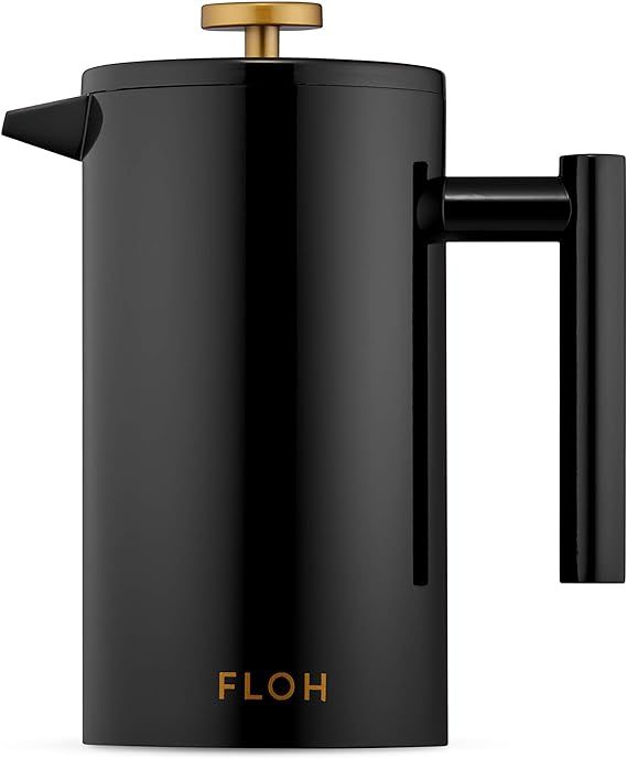 Amazon.com: FLOH French Press for Coffee & Tea in Black Gloss - 34 Oz Insulated Stainless Steel C... | Amazon (US)