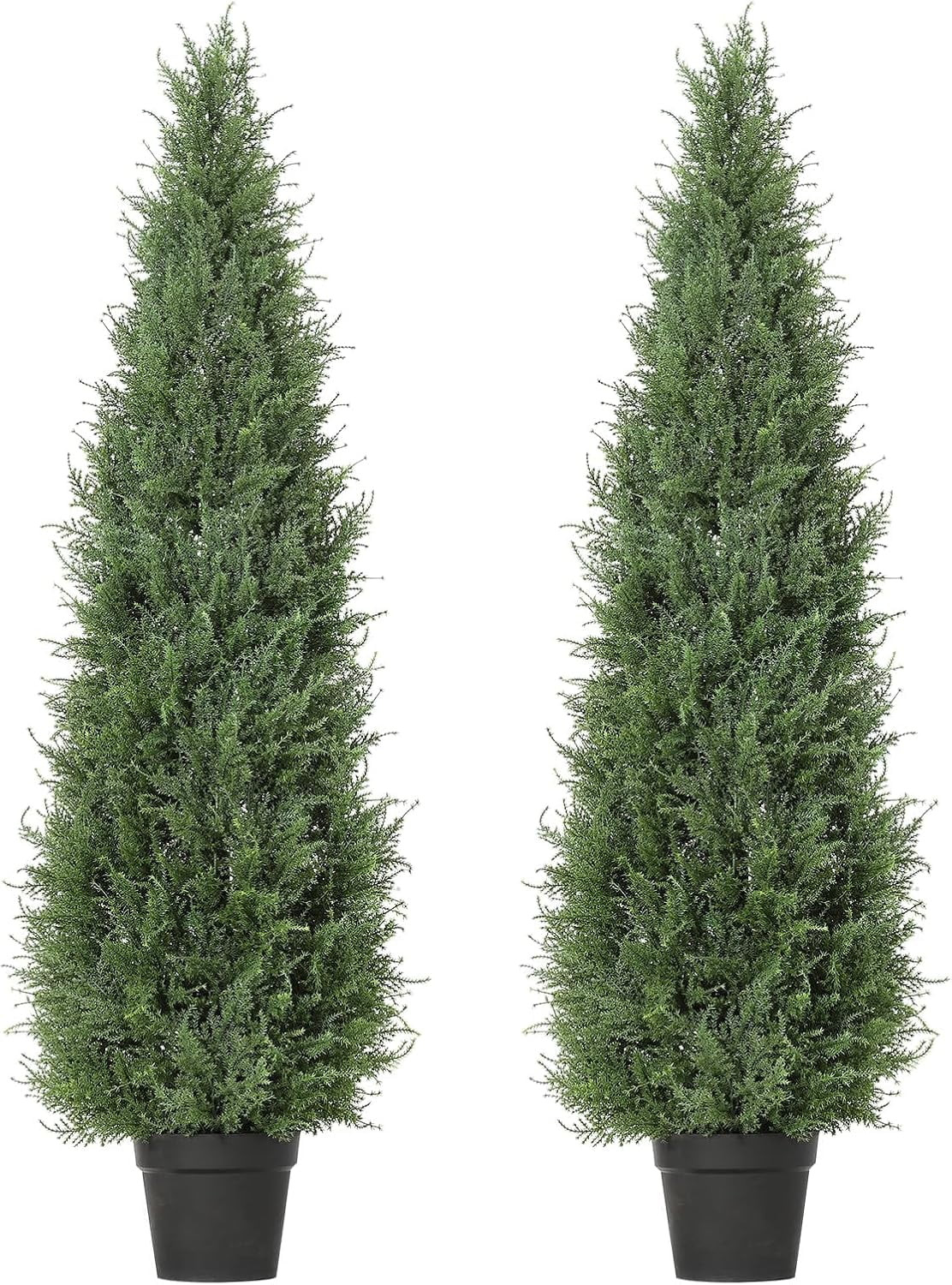 4FT Artificial Cedar Topiary Trees, 2 Pack UV Resistant Faux Outdoor Plants, Realistic Potted Fak... | Walmart (US)