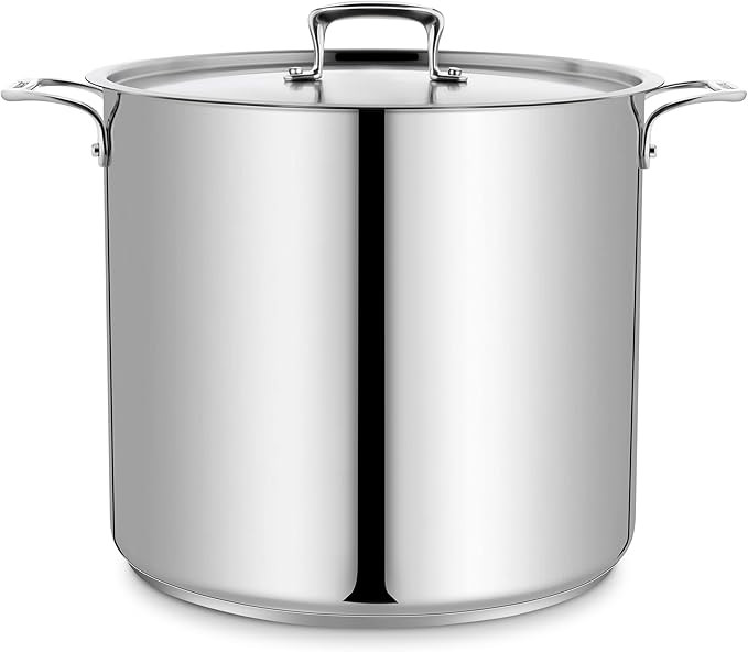 Stockpot – 24 Quart – Brushed Stainless Steel – Heavy Duty Induction Pot with Lid and Rivet... | Amazon (US)