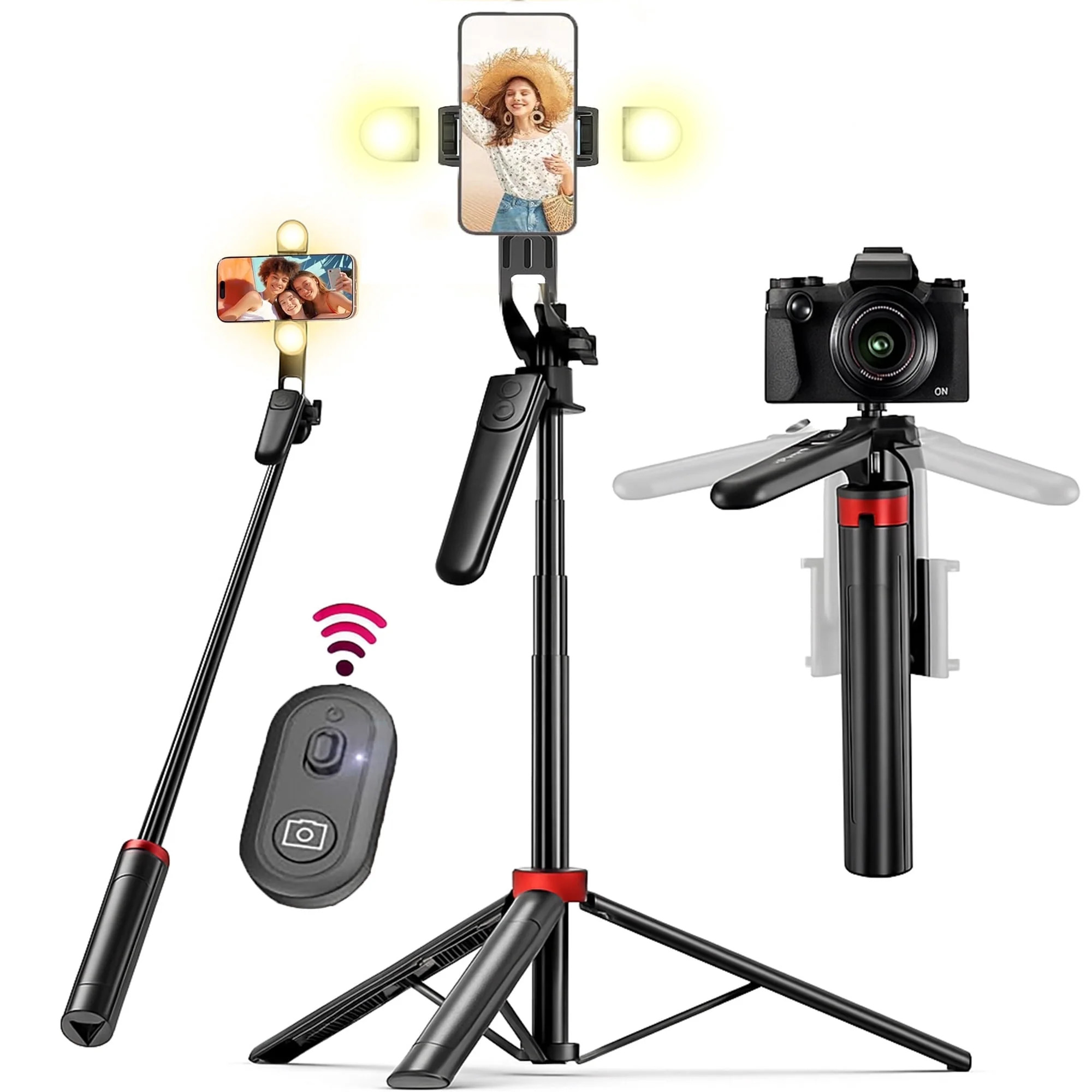 TIKBBRMG Phone Tripod and Selfie Stick 70.8in Extendable Phone Stand with Light with Wireless Rem... | Walmart (US)