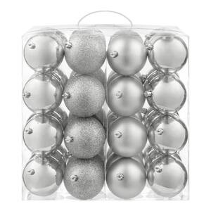 48-Piece Silver Shatter-Resistant Ornaments | The Home Depot