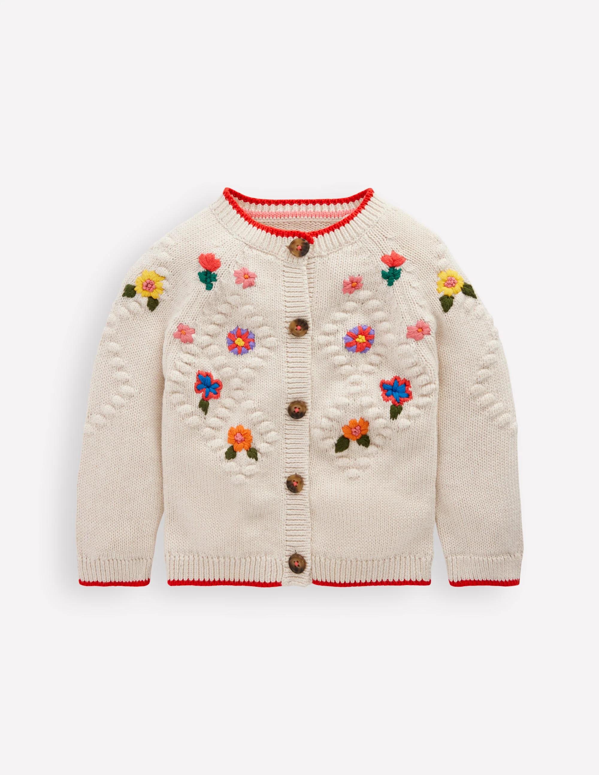 Cotton Embroidered Cardigan-Ecru Flowers | Boden (US)