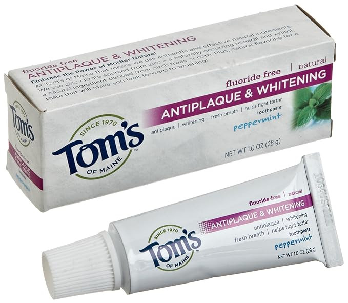 Tom's of Maine, Fluoride Free Antiplaque & Whitening Toothpaste - Peppermint, 1 Ounce | Amazon (US)