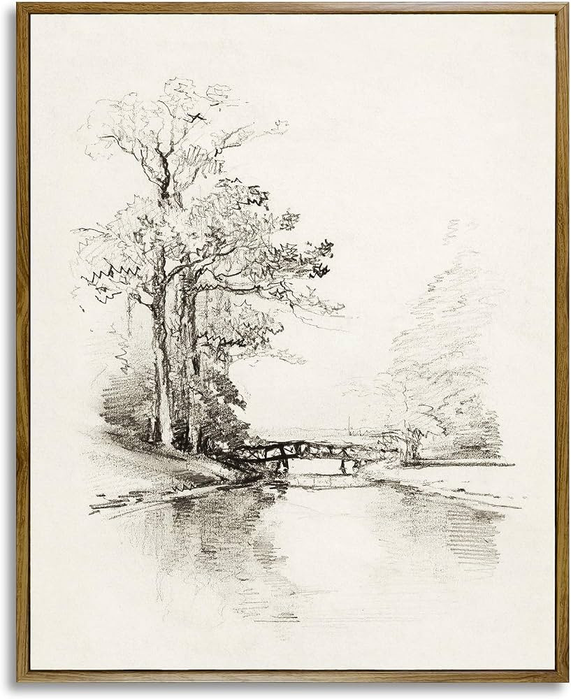 Framed Canvas Wall Art Vintage Decor, Vintage Painting Wall Art Prints, Sketch Wall Art for Livin... | Amazon (US)