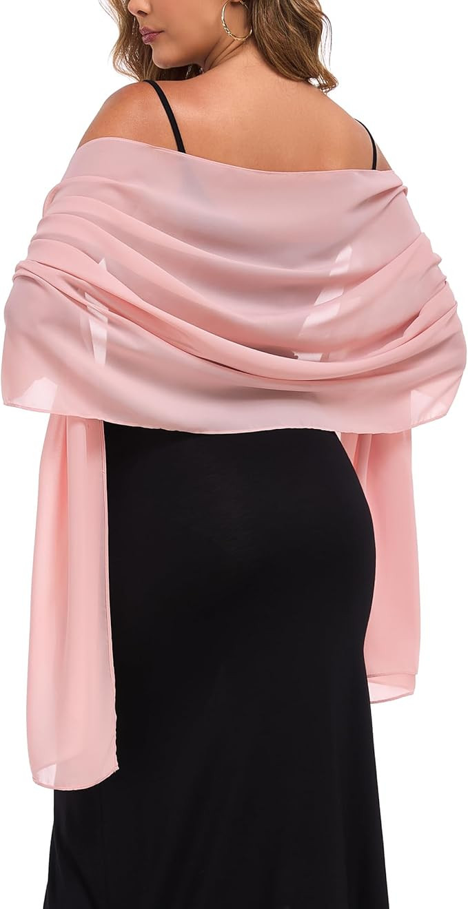 Shawls and Wraps for Evening Dresses Sheer Chiffon Women Elegant Soft Silky Wraps Wedding Bridal ... | Amazon (US)