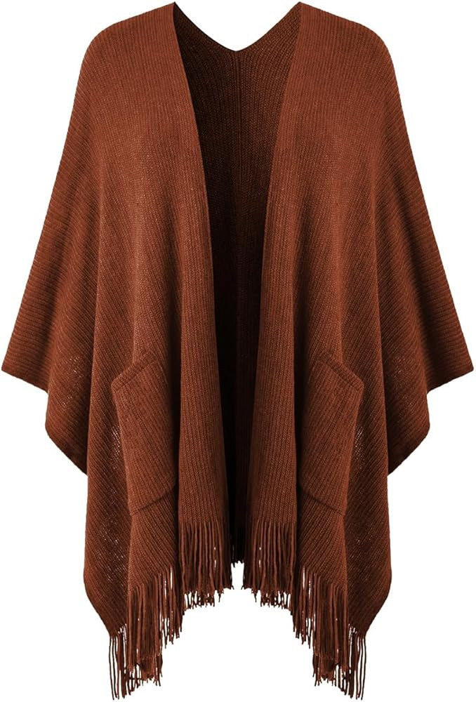 Ferand Shawl Wraps for Women, Cozy Lightweight Poncho Cape with Pockets, Warm for Fall Winter Tra... | Amazon (US)