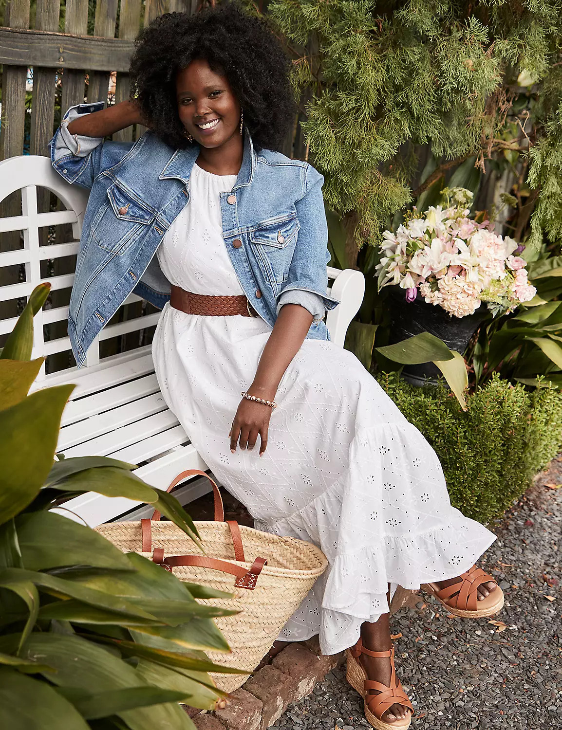 Halter Tie-Neck Tiered Eyelet Maxi Dress | Lane Bryant (US)