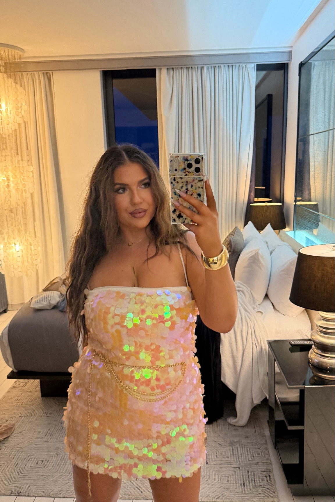 Miami night 1! Wearing a size US10 in this dress (TTS and stretch)!