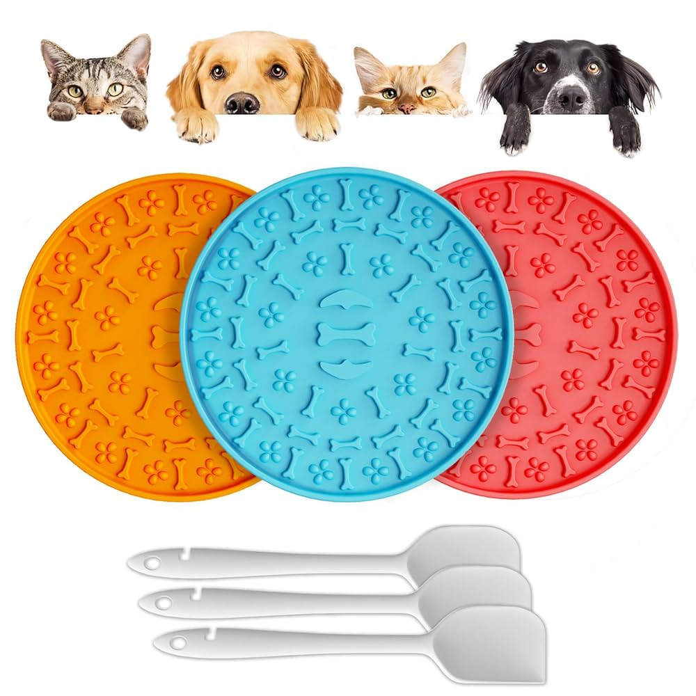 Lick Mat for Dogs & Cats 3 Pack - Silicone Dog Lick Mat with Suction Cups - Anxiety Relief/Promot... | Amazon (US)