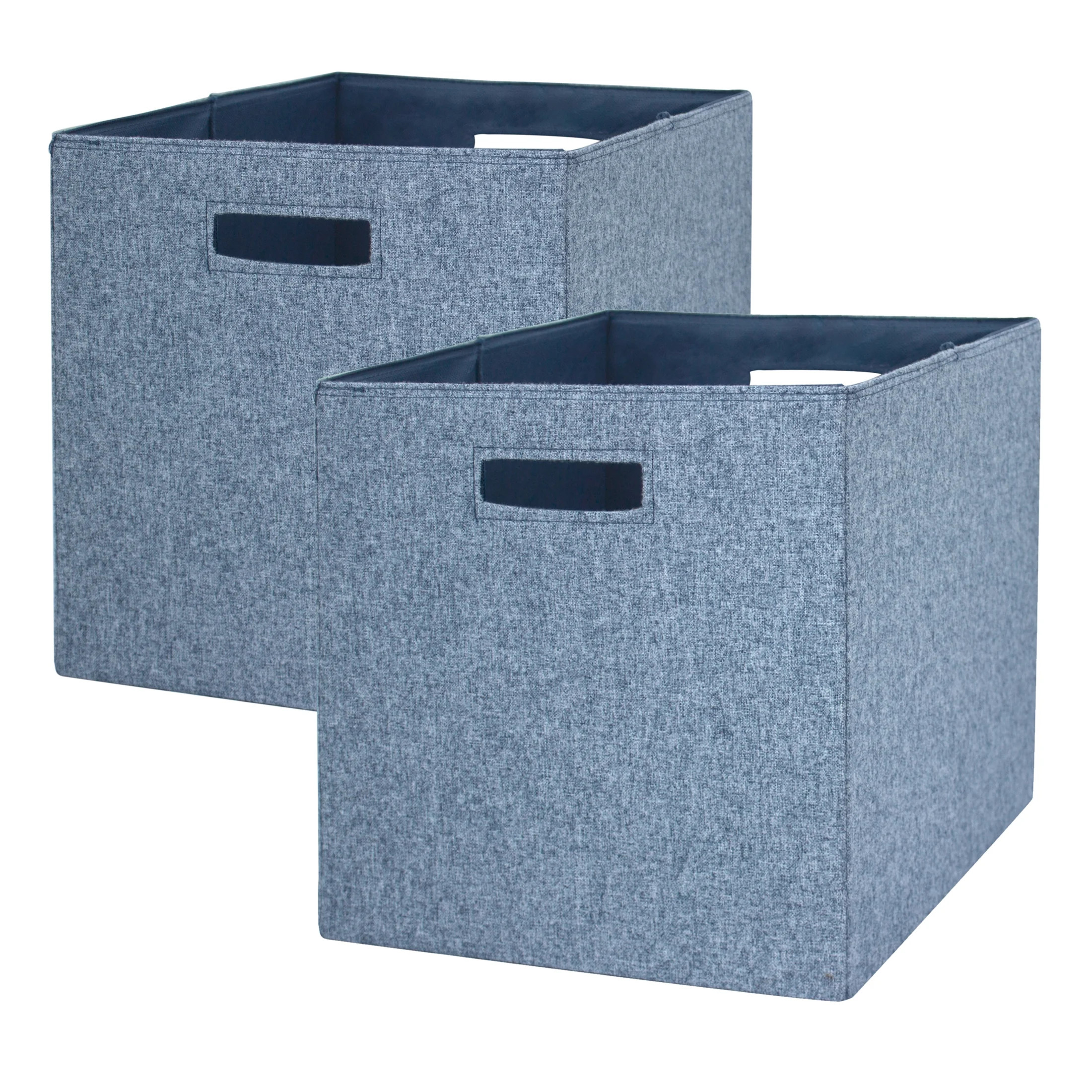 Better Homes & Gardens Fabric Cube Storage Bins (12.75" x 12.75"), 2 Pack, Washed Indigo | Walmart (US)