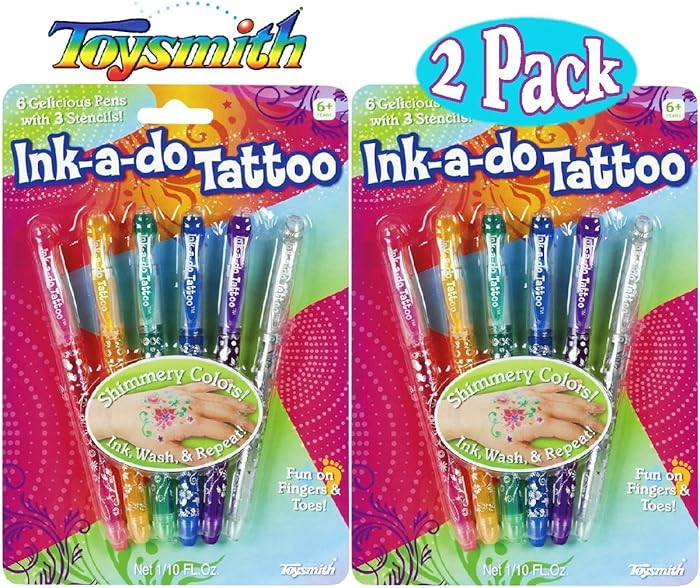 Toysmith Ink-a-Do Shimmery Tattoo Pens Bundle - 2 Pack | Amazon (US)