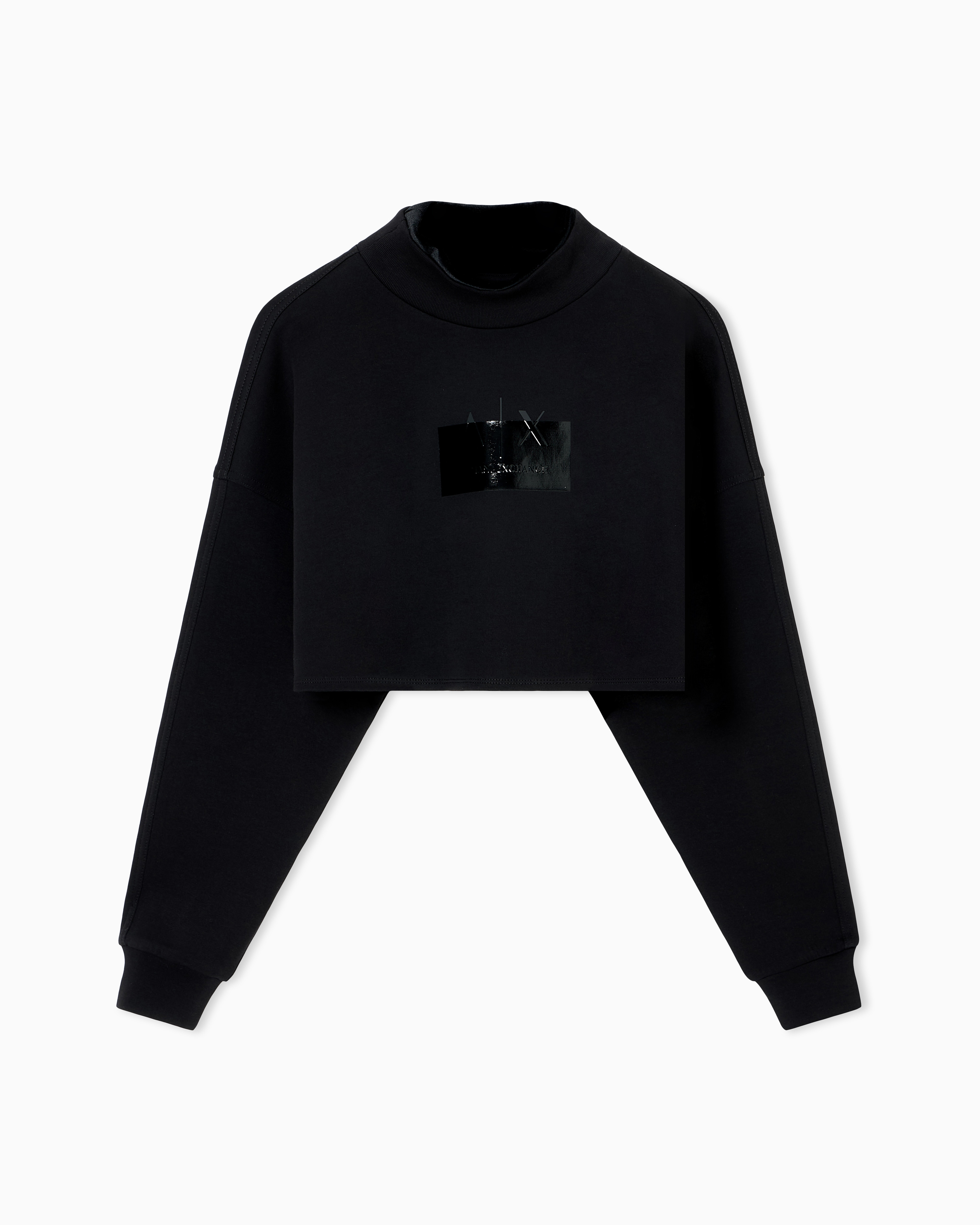 Cropped sweatshirt with tone-on-tone logo | Armani US