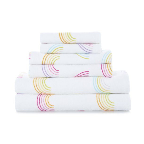 Gap Home Kids Rainbow Toss Organic Cotton 6 Piece Towel Set, White - Walmart.com | Walmart (US)