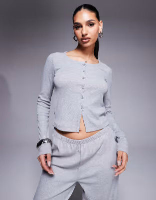 Weekend Collective co-ord ribbed button top in grey | ASOS (Global)