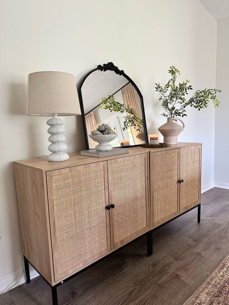 Crazy good deal on these cabinets! Lamp and vase are from home goods and mirror is from hobby lobby! Dining room, amazon cabinets, sideboard styling, console styling 

#LTKHome #LTKSaleAlert