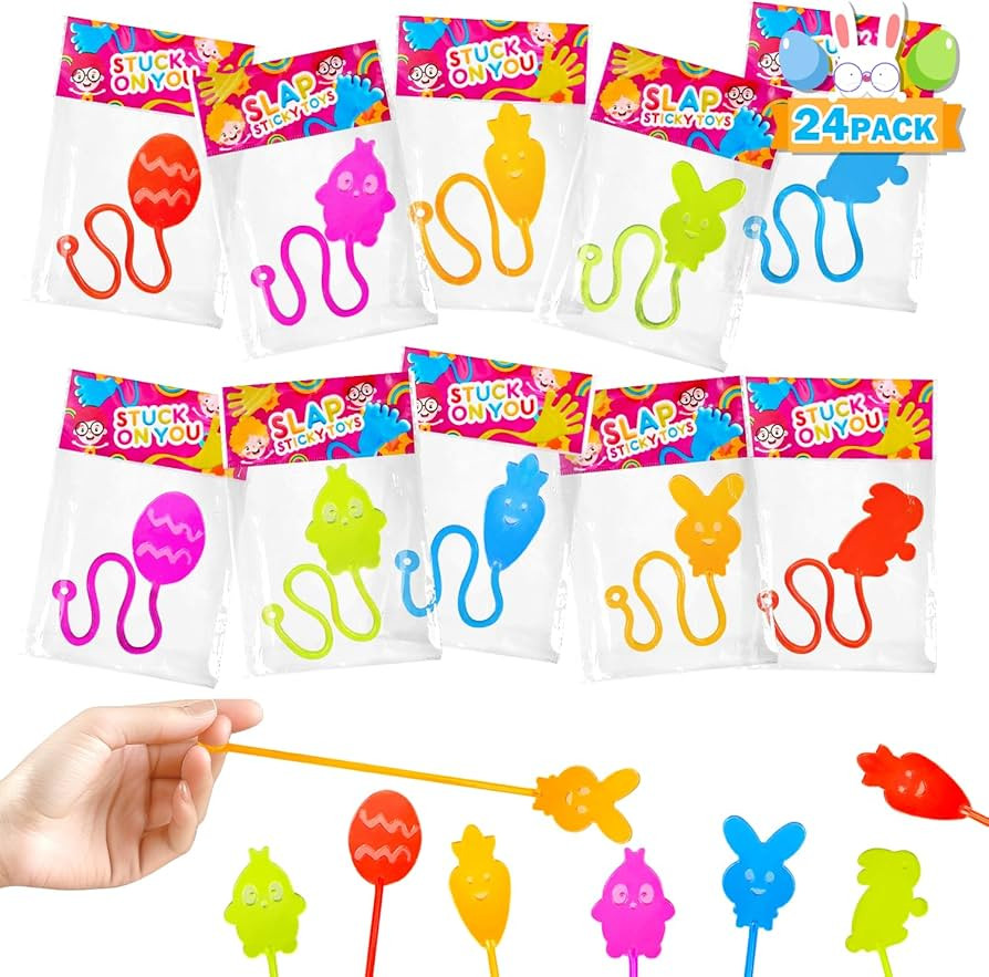 Non Candy Easter Egg Fillers for Toddlers 24 Pack,Easter Sticky Hands - Basket Goodie Bags Stuffe... | Amazon (US)