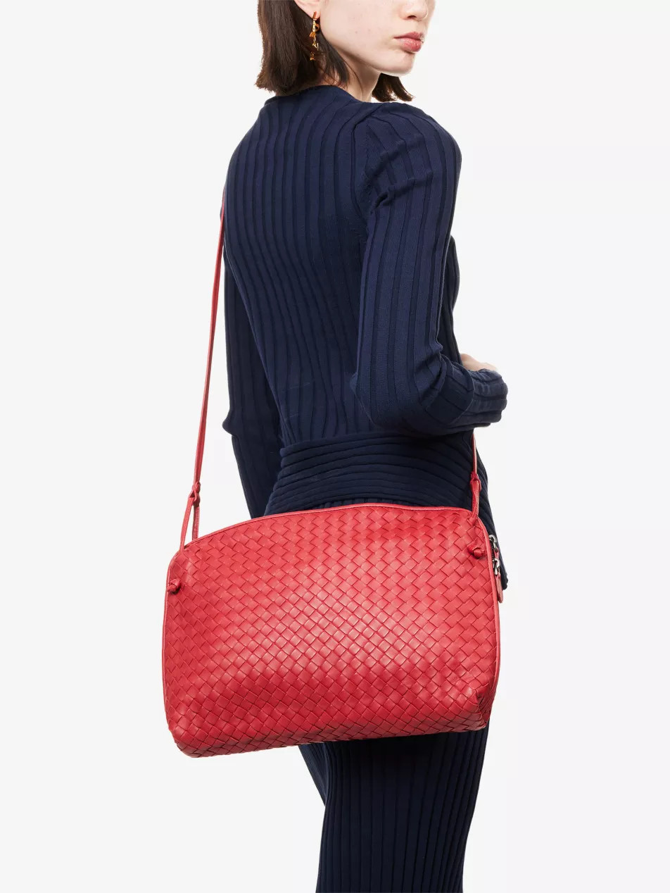 Pre-Loved Bottega Veneta Large Intrecciato Nodini Leather Crossbody Bag | Selfridges