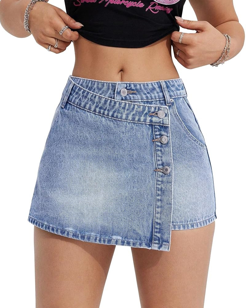 Women's Denim Mini Skirt Non-Stretch Classic Short Jean Skirt Vintage High Waist A-Line Fit. | Amazon (US)