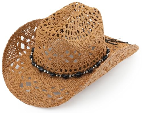 Pro Celia Straw Cowboy Hat for Women and Men, Western Cattleman Style, Wide Shapeable Brim (US, Alpha, One Size, Khaki) | Amazon (US)